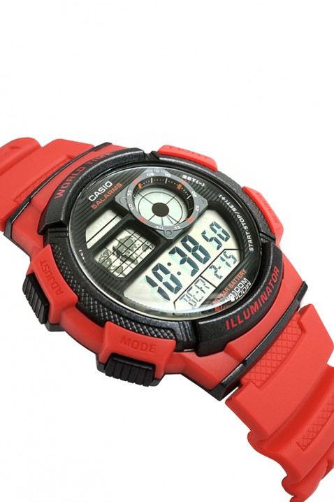 Мъжки часовник CASIO AE-1000W-4AVDF, Цвят: червен, IVET.BG - Твоят онлайн бутик.