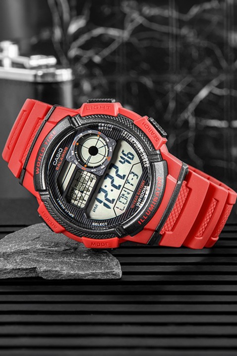 Мъжки часовник CASIO AE-1000W-4AVDF, Цвят: червен, IVET.BG - Твоят онлайн бутик.