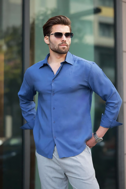 Мъжка риза MAGREDO BLUE, Цвят: син, IVET.BG - Твоят онлайн бутик.
