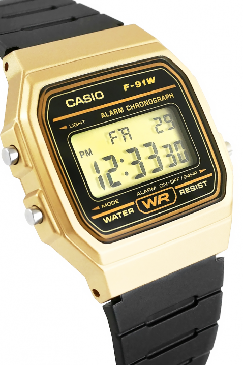 Часовник CASIO F-91WM-9ADF, Цвят: черно със златно, IVET.BG - Твоят онлайн бутик.
