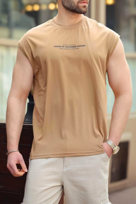 Мъжка тениска RELZAN BEIGE, Цвят: беж, IVET.BG - Твоят онлайн бутик.