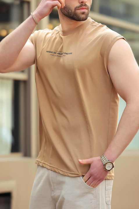 Мъжка тениска RELZAN BEIGE, Цвят: беж, IVET.BG - Твоят онлайн бутик.