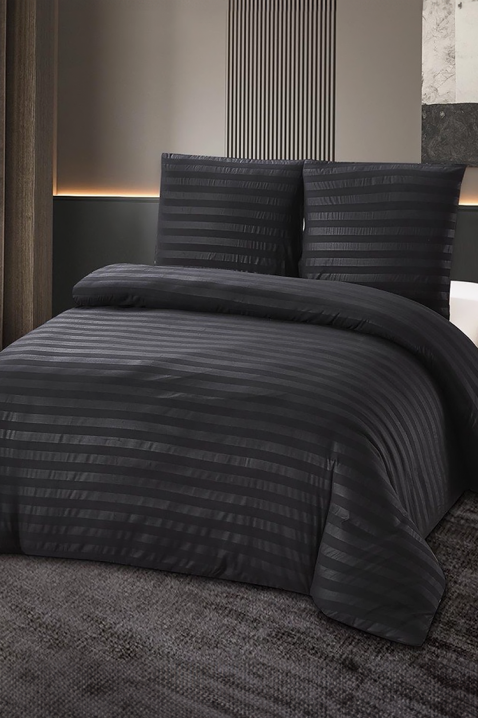 Спален комплект KRONESA BLACK 200x220 cm памук - 3 части, Цвят: черен, IVET.BG - Твоят онлайн бутик.