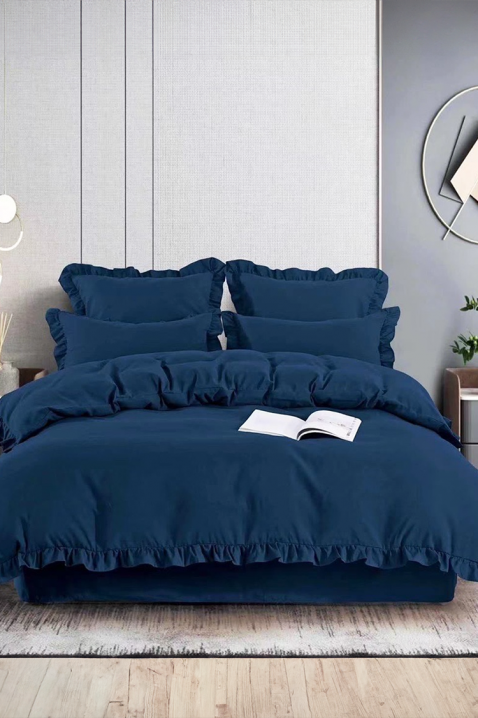 Спален комплект CANVELA NAVY 200x220 cm памук - 4 части, Цвят: тъмносин, IVET.BG - Твоят онлайн бутик.