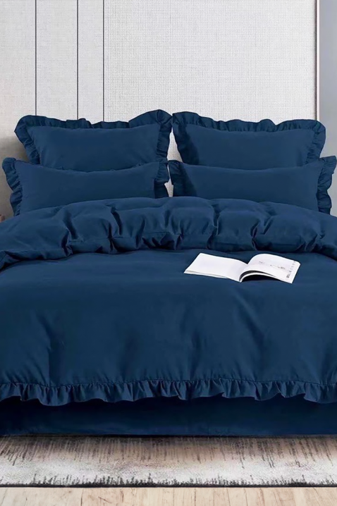 Спален комплект CANVELA NAVY 200x220 cm памук - 4 части, Цвят: тъмносин, IVET.BG - Твоят онлайн бутик.