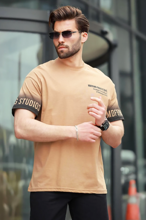 Мъжка тениска SHELVO BEIGE, Цвят: беж, IVET.BG - Твоят онлайн бутик.