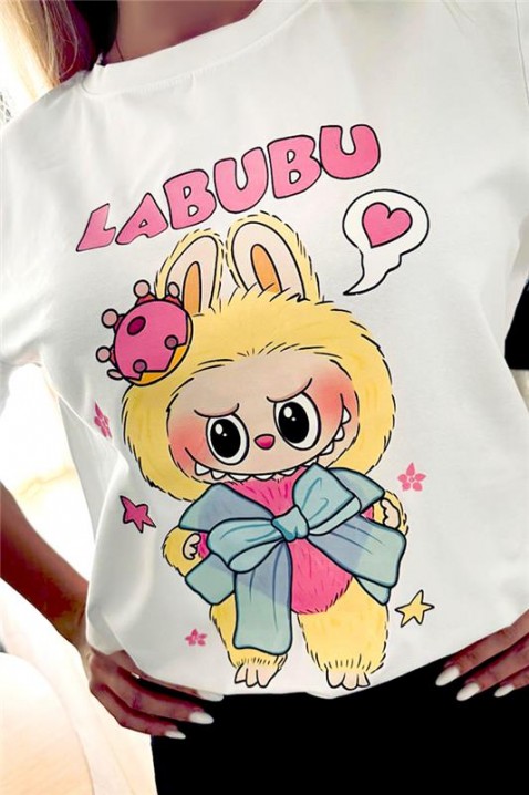 Тениска LABUBU RIBBON, Цвят: бял, IVET.BG - Твоят онлайн бутик.