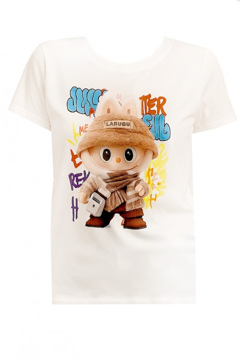 Тениска LABUBU HAT WHITE, Цвят: бял, IVET.BG - Твоят онлайн бутик.
