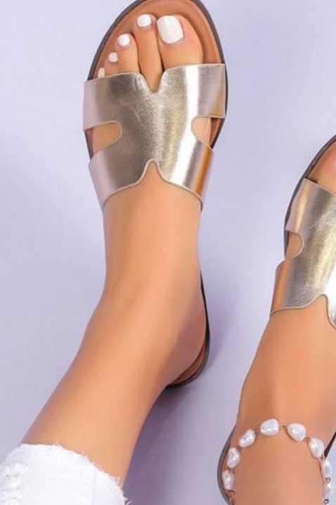 Дамски чехли HERMESINA GOLD, Цвят: златен, IVET.BG - Твоят онлайн бутик.