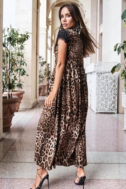 Рокля LEOPIDA, Цвят: кафяв, IVET.BG - Твоят онлайн бутик.