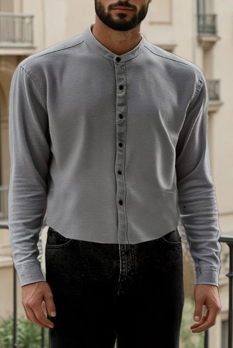 Мъжка риза TERENTO GREY, Цвят: сив, IVET.BG - Твоят онлайн бутик.