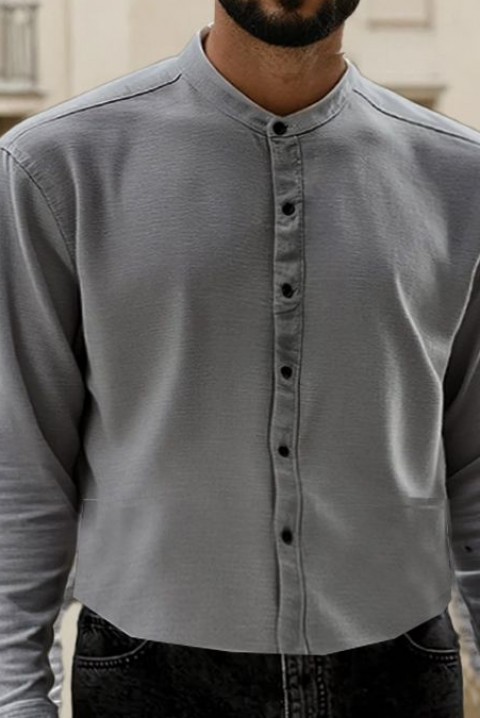 Мъжка риза TERENTO GREY, Цвят: сив, IVET.BG - Твоят онлайн бутик.
