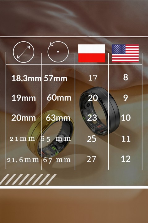 Смарт пръстен за проследяване на сън и фитнес EOLSY - 18.9 mm, Цвят: черен, IVET.BG - Твоят онлайн бутик.