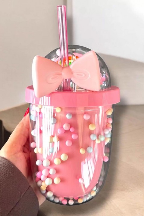 Чаша за вода със сламка TRULMY PINK - 500 мл, Цвят: розов, IVET.BG - Твоят онлайн бутик.