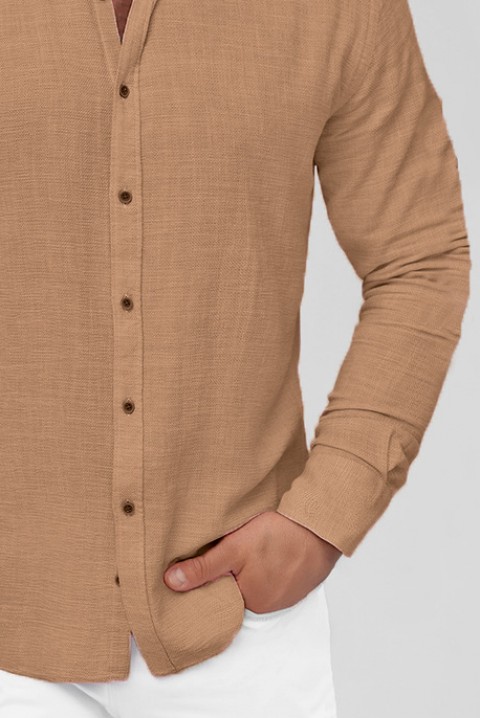 Мъжка риза MOLEZO CAMEL, Цвят: светлокафяв, IVET.BG - Твоят онлайн бутик.