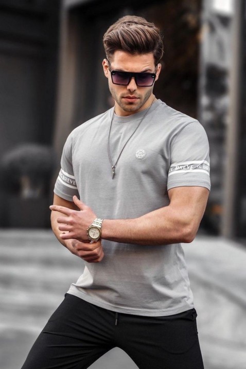 Мъжка тениска GREFON GREY, Цвят: сив, IVET.BG - Твоят онлайн бутик.