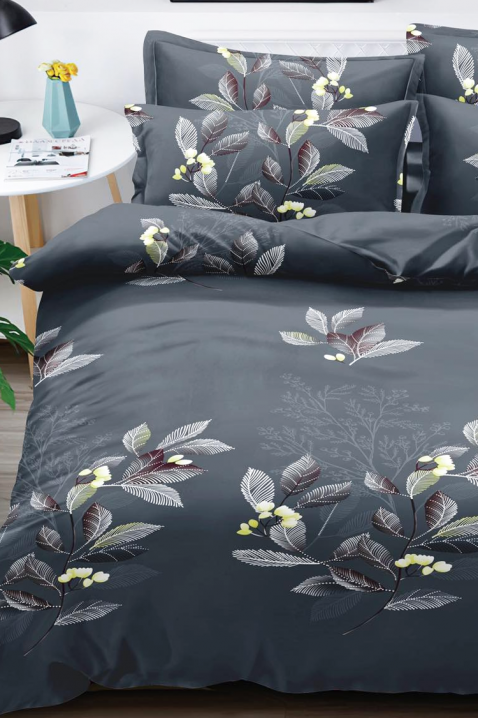 Спален комплект ZUMELFA 200x220 cm памук - 4 части, Цвят: графит, IVET.BG - Твоят онлайн бутик.