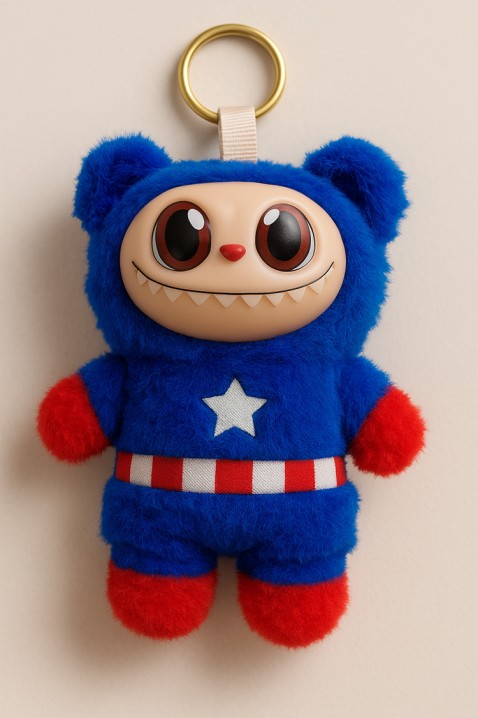Плюшена висулка LABUBU CAPTAIN AMERICA, Цвят: син, IVET.BG - Твоят онлайн бутик.