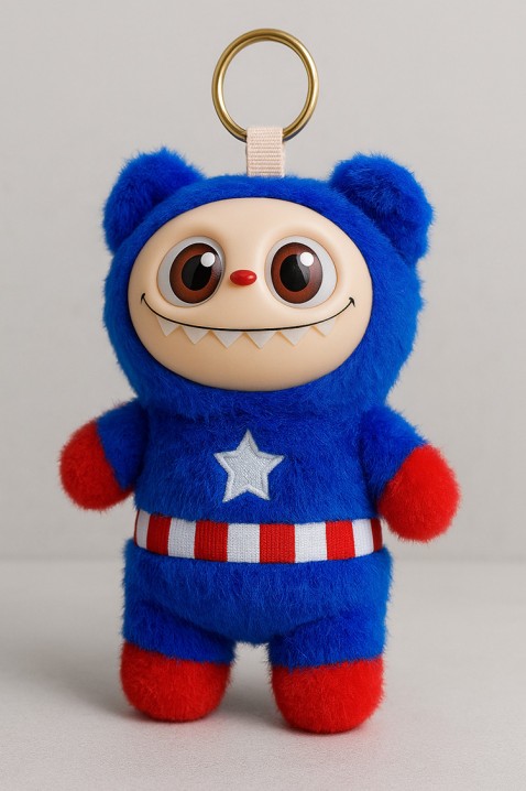 Плюшена висулка LABUBU CAPTAIN AMERICA, Цвят: син, IVET.BG - Твоят онлайн бутик.