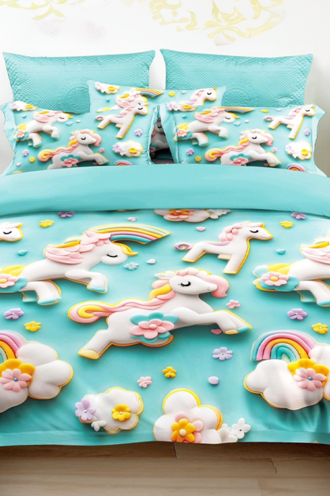 Спален комплект RAINBOW 160x200 cm памук - 3 части, Цвят: тюркоаз, IVET.BG - Твоят онлайн бутик.