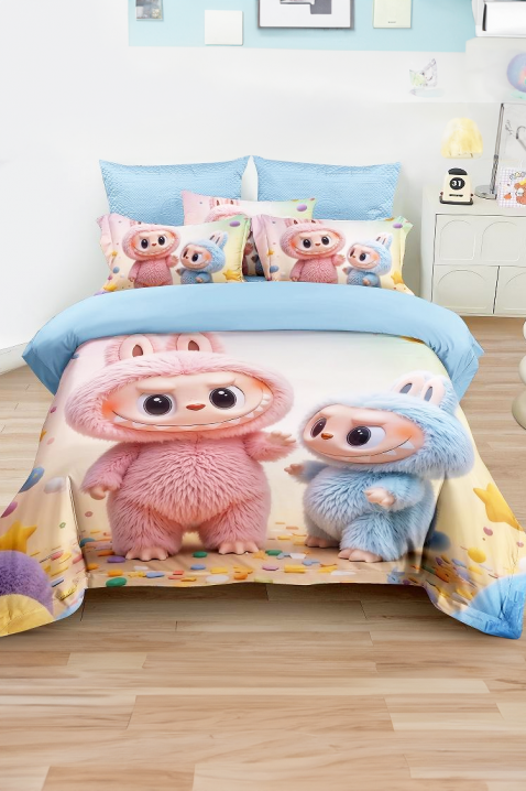 Спален комплект LABUBI FRIENDSHIP 160x200 cm памук - 3 части, Цвят: многоцветен, IVET.BG - Твоят онлайн бутик.