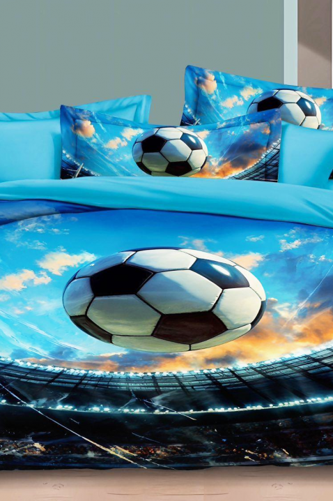Спален комплект FOOTBALL 160x200 cm памук - 3 части, Цвят: син, IVET.BG - Твоят онлайн бутик.