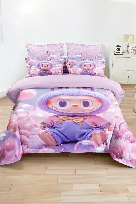 Спален комплект LABUBU BABY 160x200 cm памук - 3 части, Цвят: лилав, IVET.BG - Твоят онлайн бутик.