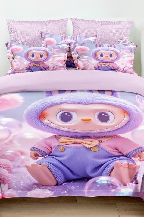 Спален комплект LABUBU BABY 160x200 cm памук - 3 части, Цвят: лилав, IVET.BG - Твоят онлайн бутик.