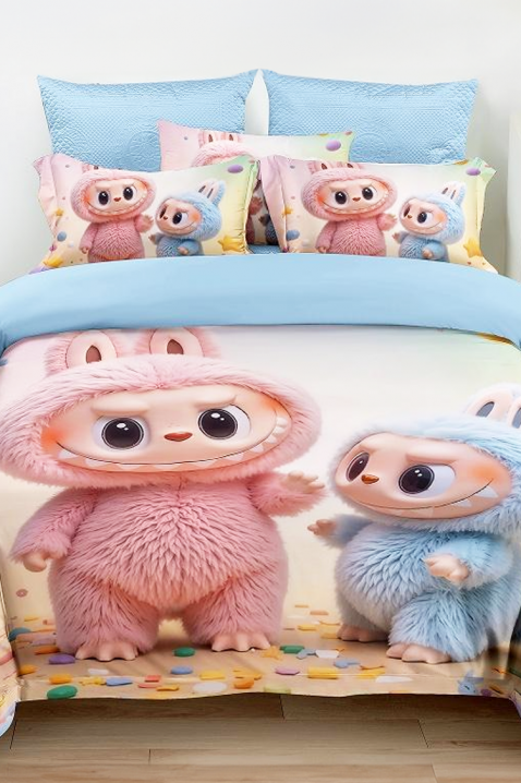 Спален комплект LABUBI FRIENDSHIP 160x200 cm памук - 3 части, Цвят: многоцветен, IVET.BG - Твоят онлайн бутик.