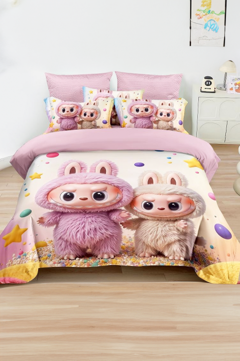Спален комплект LABUBU BONBONS 160x200 cm памук - 3 части, Цвят: бял, IVET.BG - Твоят онлайн бутик.