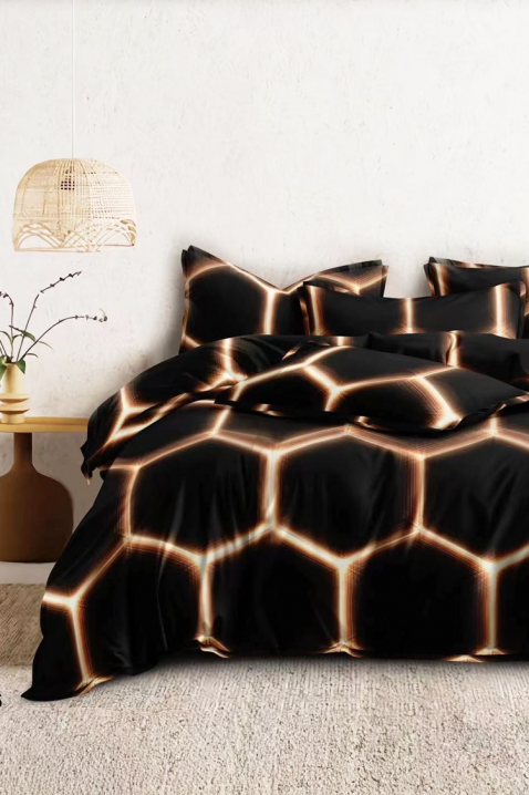 Спален комплект TRAMELZA 160x200 cm памук - 3 части, Цвят: черен, IVET.BG - Твоят онлайн бутик.