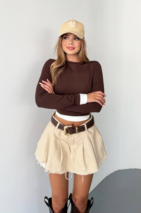 Дамска блуза SERGNOZA BROWN, Цвят: кафяв, IVET.BG - Твоят онлайн бутик.