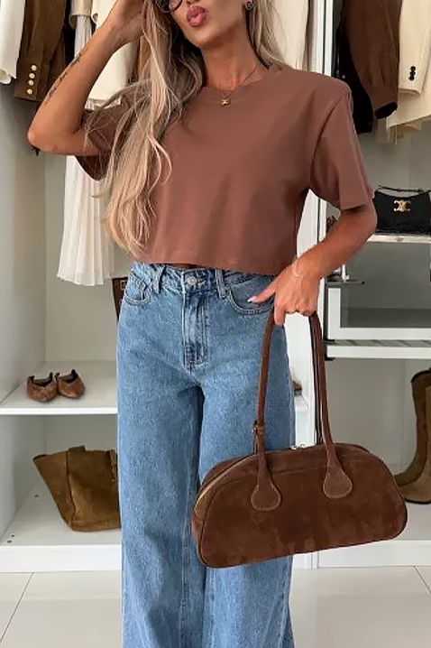 Тениска VIOZANA BROWN, Цвят: кафяв, IVET.BG - Твоят онлайн бутик.