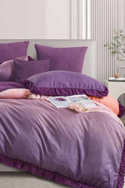 Спален комплект VIOGEHA 160x200 cm памук - 3 части, Цвят: лилав, IVET.BG - Твоят онлайн бутик.