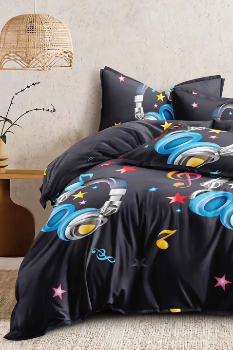 Спален комплект DRIBELMA 160x200 cm памук - 4 части, Цвят: черен, IVET.BG - Твоят онлайн бутик.