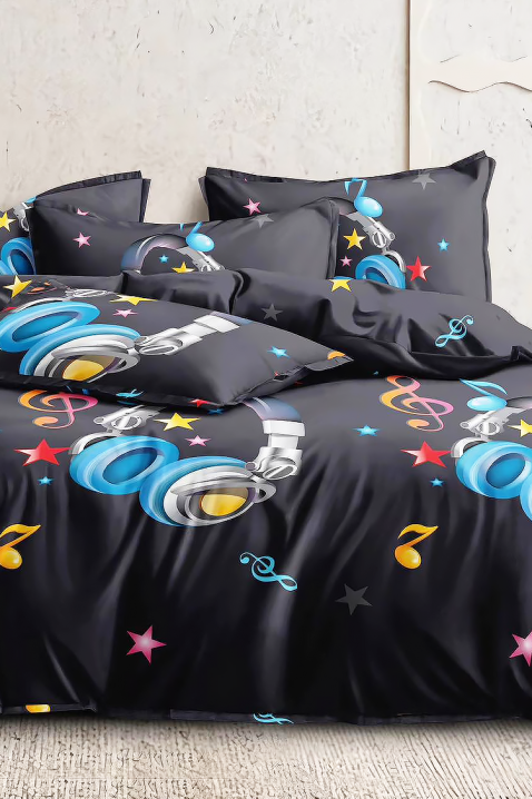 Спален комплект DRIBELMA 160x200 cm памук - 4 части, Цвят: черен, IVET.BG - Твоят онлайн бутик.
