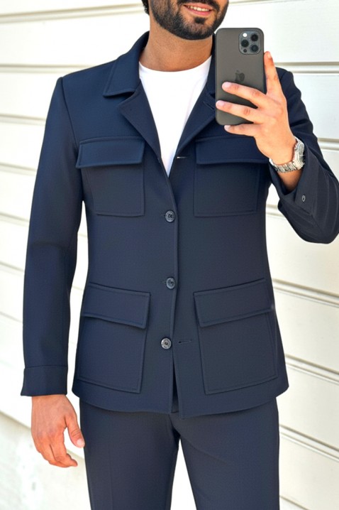 Мъжко палто KARMOLO NAVY, Цвят: тъмносин, IVET.BG - Твоят онлайн бутик.