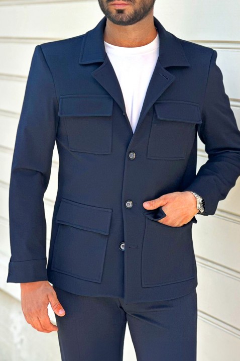 Мъжко палто KARMOLO NAVY, Цвят: тъмносин, IVET.BG - Твоят онлайн бутик.