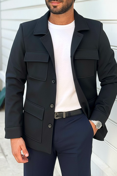 Мъжко палто KARMOLO BLACK, Цвят: черен, IVET.BG - Твоят онлайн бутик.