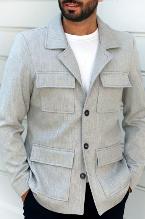 Мъжко палто KARMOLO GREY, Цвят: сив, IVET.BG - Твоят онлайн бутик.