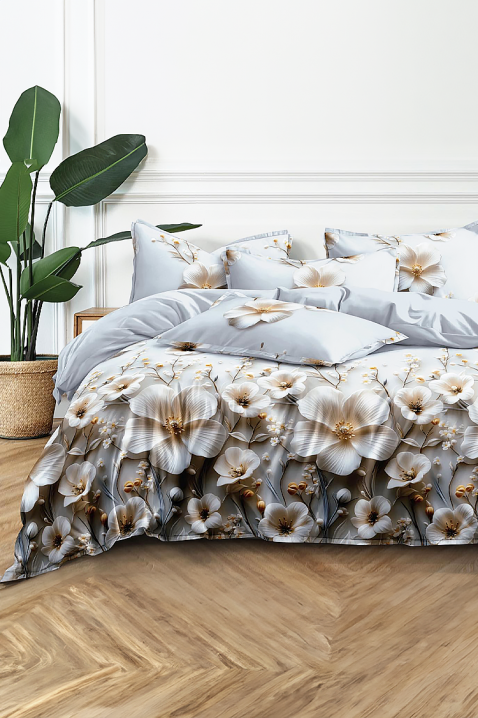 Спален комплект MORGELVA 200x220 cm памук - 4 части, Цвят: сив, IVET.BG - Твоят онлайн бутик.