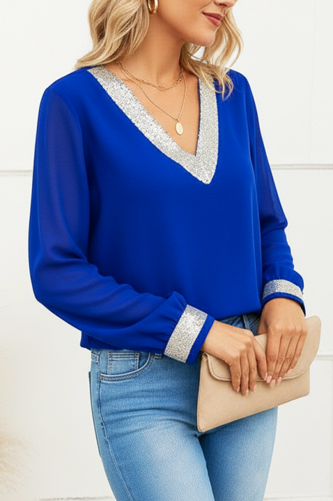 Дамска блуза JANELZA BLUE, Цвят: син, IVET.BG - Твоят онлайн бутик.