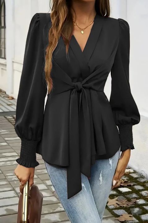 Дамска блуза GIRFOLZA BLACK, Цвят: черен, IVET.BG - Твоят онлайн бутик.