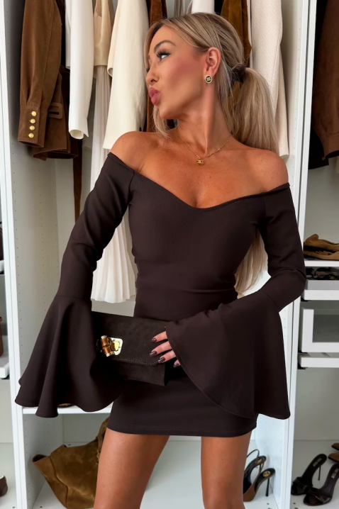 Рокля ZERHANA BROWN, Цвят: кафяв, IVET.BG - Твоят онлайн бутик.