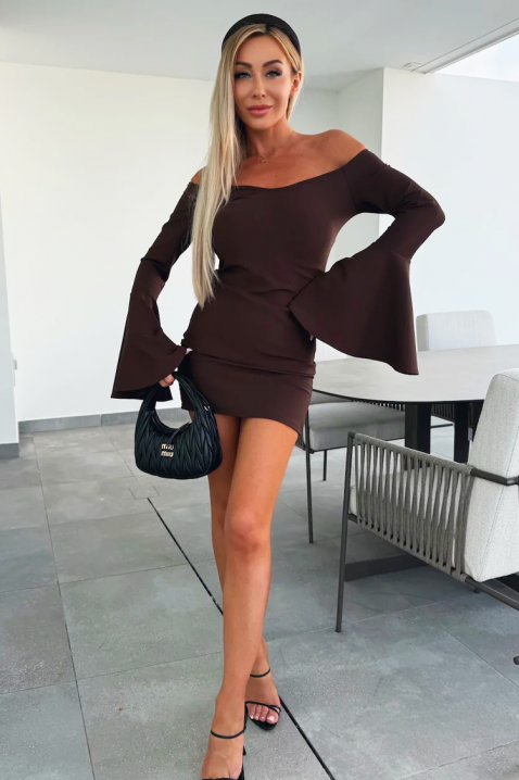 Рокля ZERHANA BROWN, Цвят: кафяв, IVET.BG - Твоят онлайн бутик.