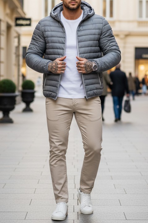 Мъжко яке BERONGO GREY, Цвят: сив, IVET.BG - Твоят онлайн бутик.