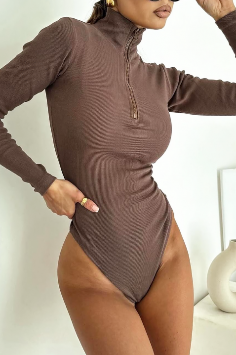 Боди - блуза KERMOLZA BROWN, Цвят: кафяв, IVET.BG - Твоят онлайн бутик.