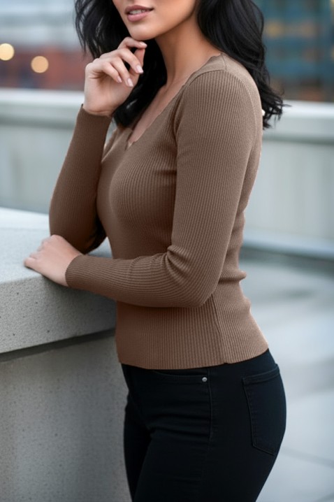 Дамска блуза VORNELFA BROWN, Цвят: екрю, IVET.BG - Твоят онлайн бутик.