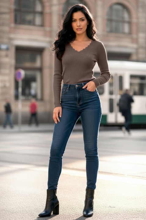 Дамска блуза VORNELFA BROWN, Цвят: екрю, IVET.BG - Твоят онлайн бутик.