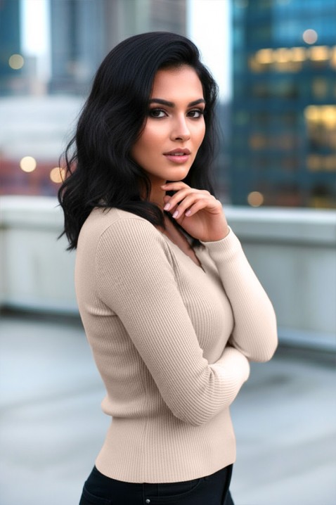 Дамска блуза VORNELFA BEIGE, Цвят: екрю, IVET.BG - Твоят онлайн бутик.